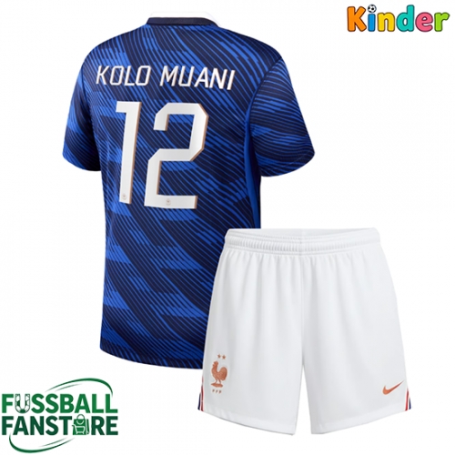 Frankreich Randal Kolo Muani #12 Replik Heimtrikot Kinder WM 2026 Kurzarm (+ Kurze Hosen)